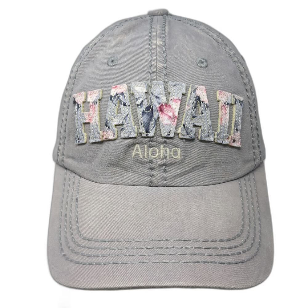 Robin Ruth Hawaii Aloha Floral Gray Baseball Cap Hat One Size Strapback Pattern